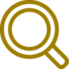 ZD-Asset 15-100H-gold An icon depicting a magnifying glass with a brown handle and frame, set against a transparent background.