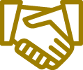 ZD-Asset 2-100H-gold Simple illustration of a handshake, symbolizing agreement or partnership. Both hands are shown in a yellowish-brown color.