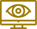 ZD-Asset 24-100H-gold Icon of a computer screen with an eye on it, symbolizing monitoring or surveillance.